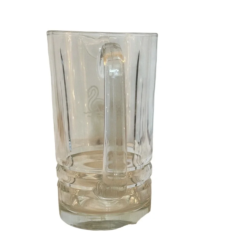 Luminarc Verrerie‎ D' Arques Glass Pitcher w Spout Etched Swan Clear Excellent